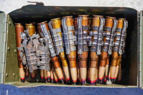istock Machine gun belt loaded with cartridges 1441899393
