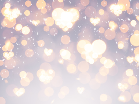 Pastel blurred winter bokeh heart background. This file is cleaned and retouched.
