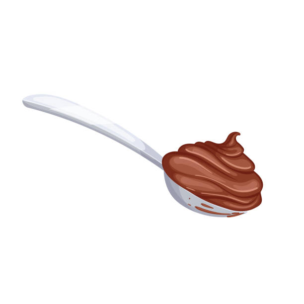 illustrations, cliparts, dessins animés et icônes de pâte de chocolat spash dessin animé vector illustration - chocolate sweet sauce spoon sauces