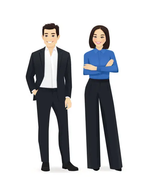 Vector illustration of Business asian man and woman