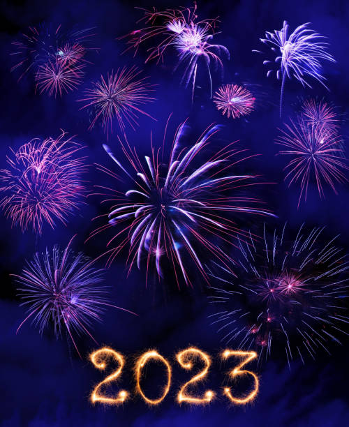 istock Sparkling New Year 2023 with fireworks 1441904303