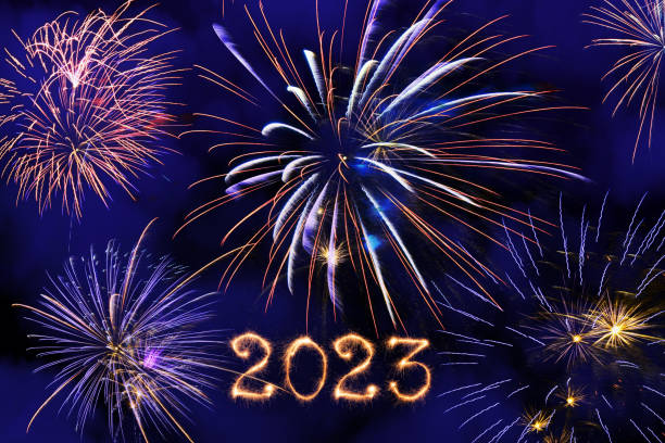 istock Sparkling New Year 2023 with fireworks 1441905109