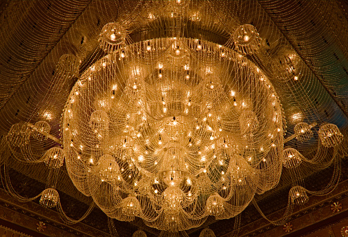 electric chandelier used for interior decoration in durga puja