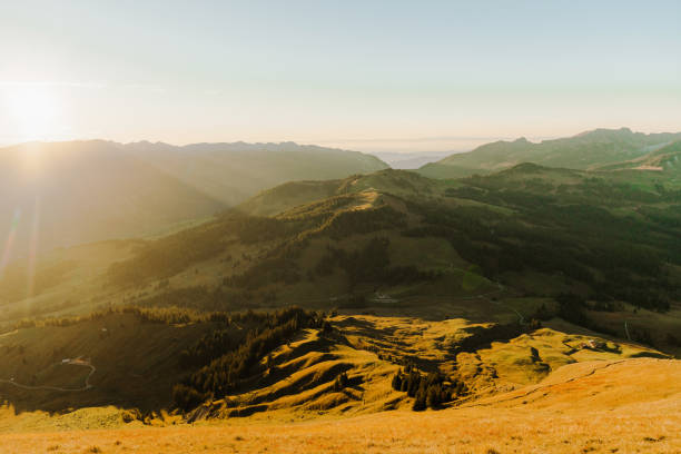 Scenic view of   European Alps in autumn at sunset