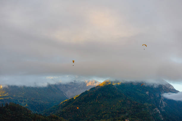 Scenic view of snow-covered Swiss Alps  in autumn  at sunset