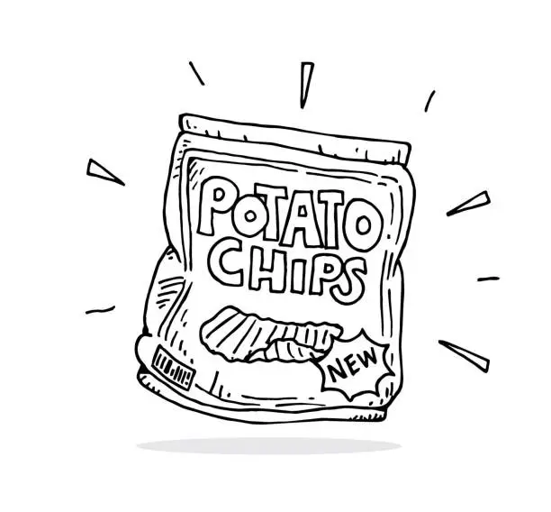 Vector illustration of Chips package sketch illustration