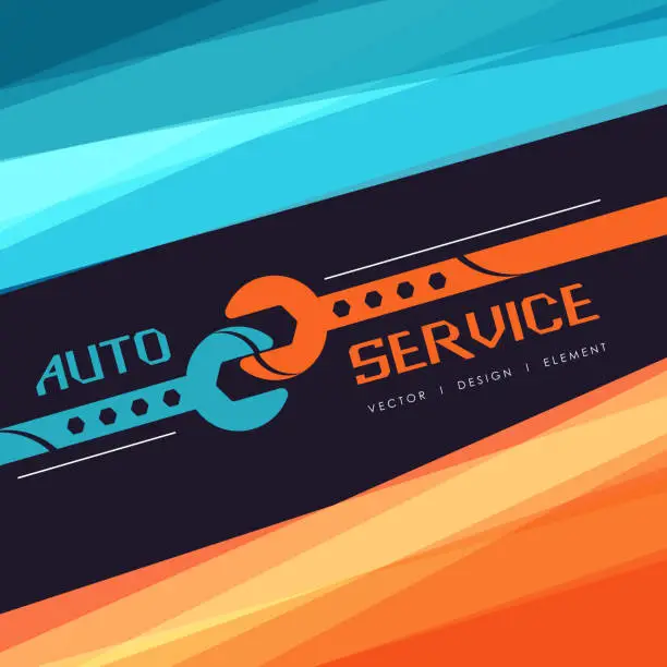 Vector illustration of Modern auto service poster.