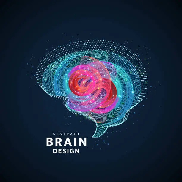 Vector illustration of The brain pattern of dots and lines.