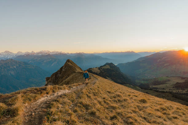 istock Man hiking  in Swiss Alps  in autumn 1441908548