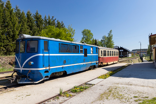 Narrow gauge railway Jindrichuv Hradec to Nova Bystrice, station Nova Bystrice, Czech Republic