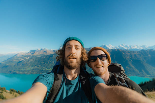 istock Selfie of two mens hiking 1441909366