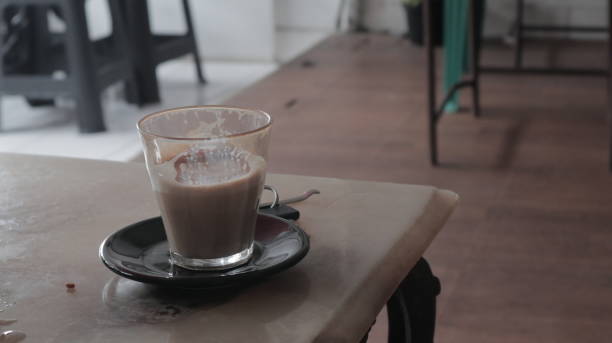 istock Vintage half hot coffee latte in Balinesse Warung 1441910221