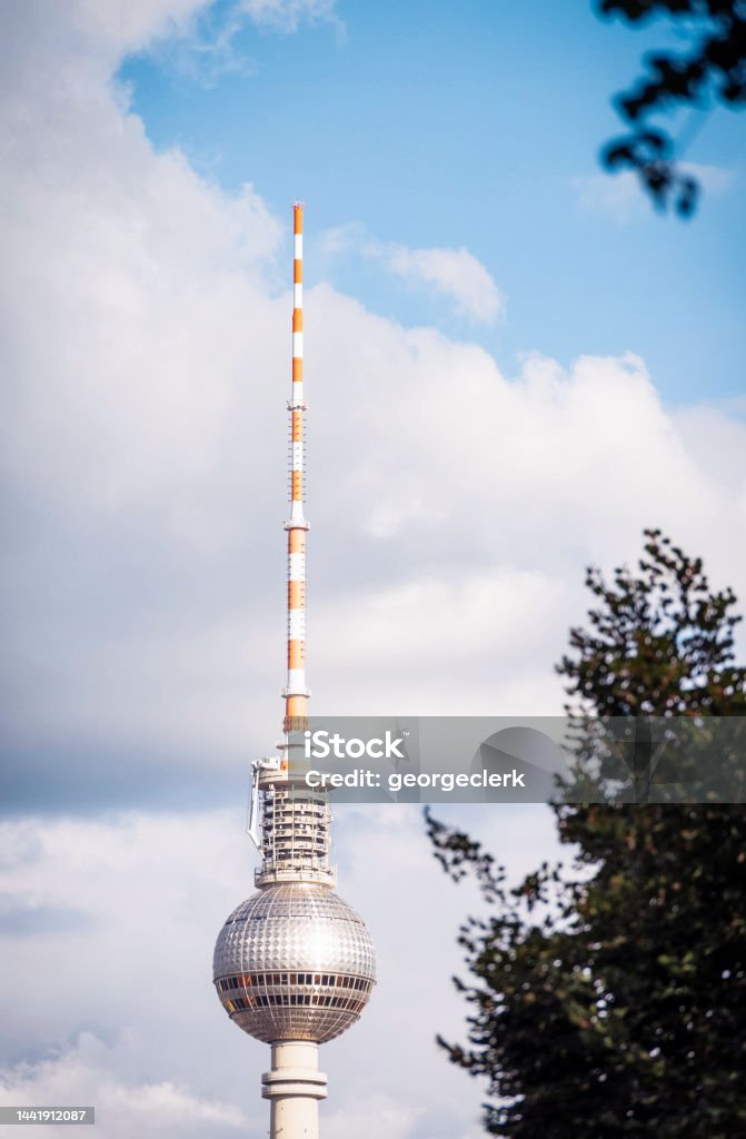 Berlin TV Tower A telephoto view of Berlin's TV Tower, located in Alexanderplatz. Alexanderplatz Stock Photo