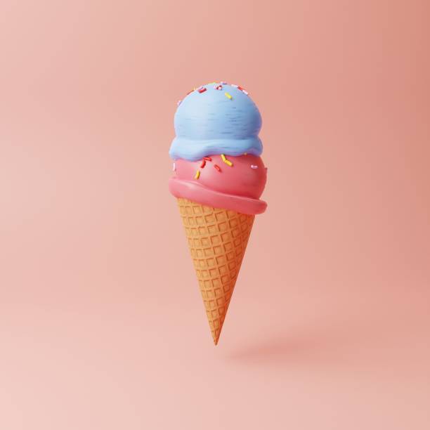 istock 3d Ice cream cone on pink background 1441912650