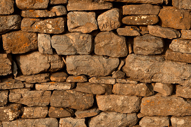 Dry Stone Wall Background Texture #2 Mixed Orange Tone