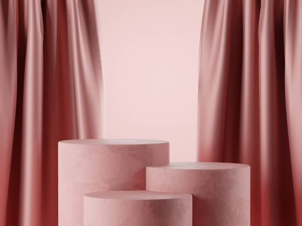 istock Empty 3D display product minimal scene with geometric podium platform.Cosmetics or beauty product promotion mockup. 3D render illustration. 1441920179