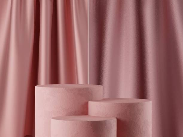 istock Empty 3D display product minimal scene with geometric podium platform.Cosmetics or beauty product promotion mockup. 3D render illustration. 1441920195