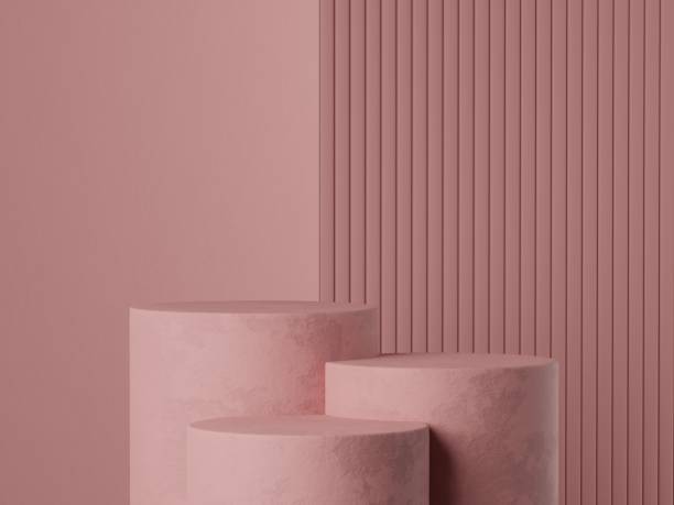 istock Abstract geometric composition for product display with levitating balls, podium and abstract background. 1441920289