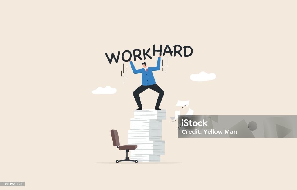 Work hard, overworked. Risk of stress. overwhelming paperwork. overworked or exhausted from overload. Adult stock vector Work hard, overworked. Risk of stress. overwhelming paperwork. overworked or exhausted from overload. Adult stock vector