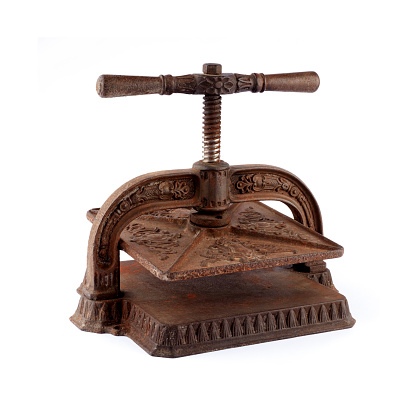 Cast-iron bookbinding screw press (19th century)