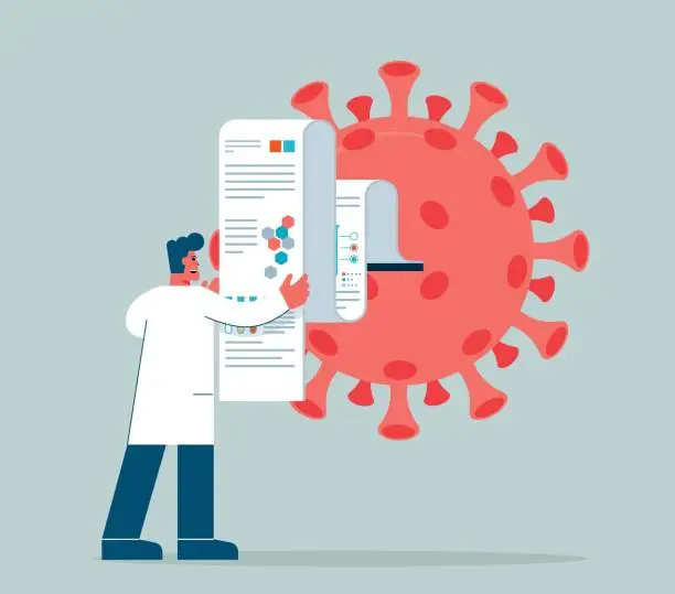 Vector illustration of Viruses - Analyzing