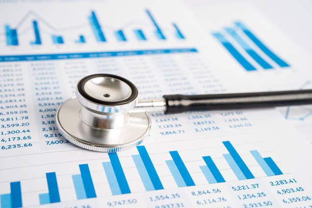istock Stethoscope on charts and graphs paper, Finance, Account, Statistics, Investment, Analytic research data economy and Business company concept. 1441925098
