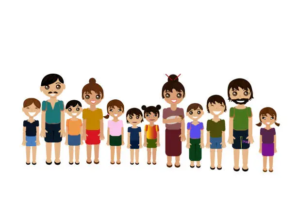 Vector illustration of Illustration of an asian family