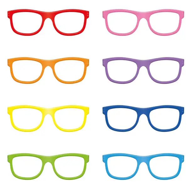 Vector illustration of Reading Glasses Colorful Specs Colored Spectacles