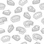 istock Pie seamless pattern doodle outline vector. Texture for background 1441929684