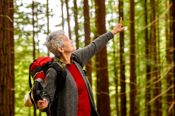 istock Elderly Caucasian woman with backpack 1441930637