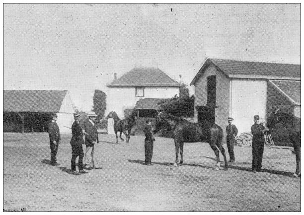 istock Antique image: Horse training riding stables Bonnavois, Indre 1441930688