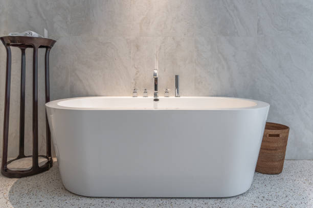 istock Modern simple style bathroom bathtub 1441930781