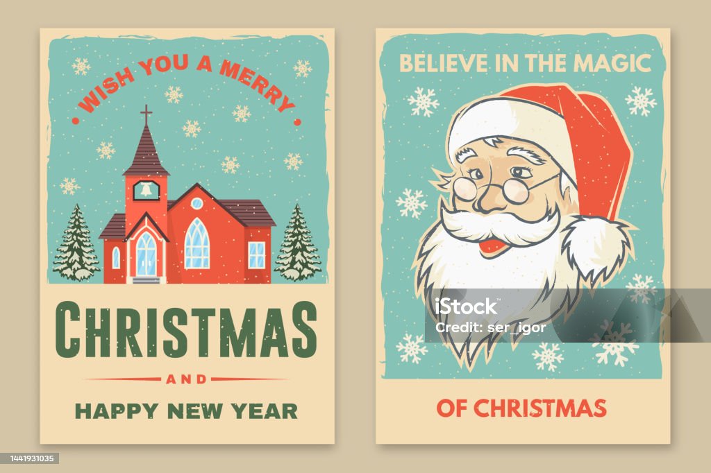 Vetores de Conjunto De Feliz Natal E Feliz Ano Novo Cartaz Panfleto Cartões De Felicitações Defina Citações Com Flocos De Neve Rosto De Papai Noel E Igreja Católica Vetor Design Para O Vetores de Conjunto De Feliz Natal E Feliz Ano Novo Cartaz Panfleto Cartões De Felicitações Defina Citações Com Flocos De Neve Rosto De Papai Noel E Igreja Católica Vetor Design Para O