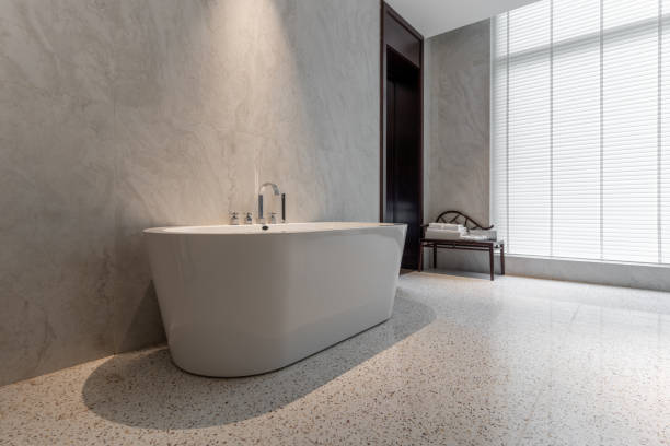 istock Modern simple style bathroom bathtub 1441931139