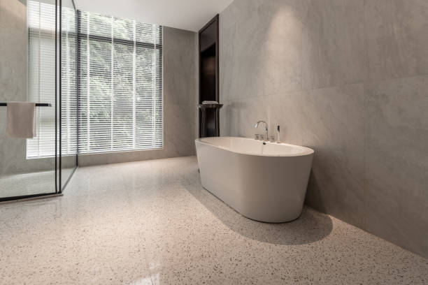 istock Bathtub in spacious and bright bathroom 1441931692