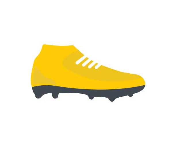 Vector illustration of Yellow Soccer boots or football shoes on white background. Sports inventory. Sport shoe, Football theme concept vector design and illustration.