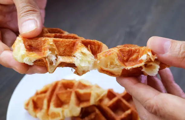 Photo of Closeup of Delectable Flaky Texture of a Croffle Puff Pastry