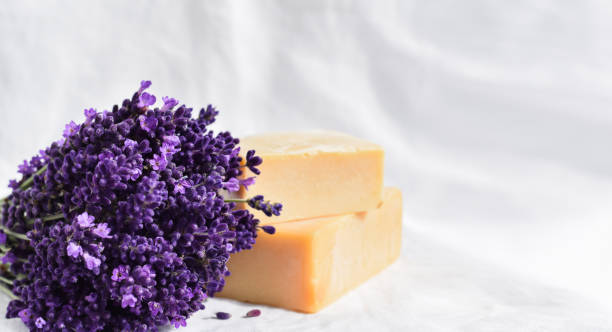istock Lavender flowers with natural soap bars 1441938776