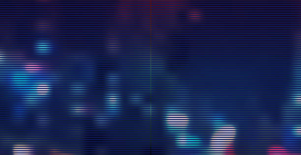 illustrations, cliparts, dessins animés et icônes de vector glitched neon city night cyberpunk background - focus on background blue art dirty