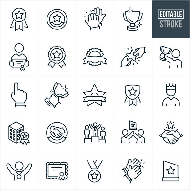 bildbanksillustrationer, clip art samt tecknat material och ikoner med awards thin line icons - editable stroke - framgång
