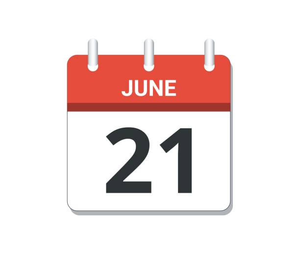 June 21st calendar icon vector. Concept of schedule, business and tasks 21st june stock illustrations