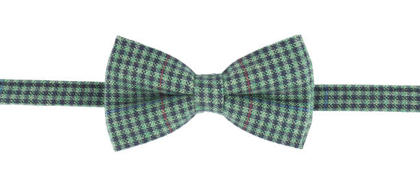 istock Stylish checkered bow tie isolated on white 1441942320