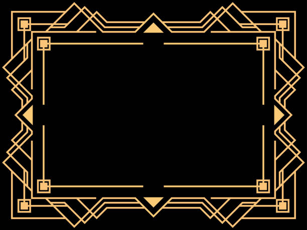 rama w stylu art deco. vintage liniowe obramowanie. zaprojektuj szablon zaproszeń, ulotek i kart okolicznościowych. geometryczna złota ramka. styl lat 20- tych i 30-tych. ilustracja wektorowa - 20s stock illustrations