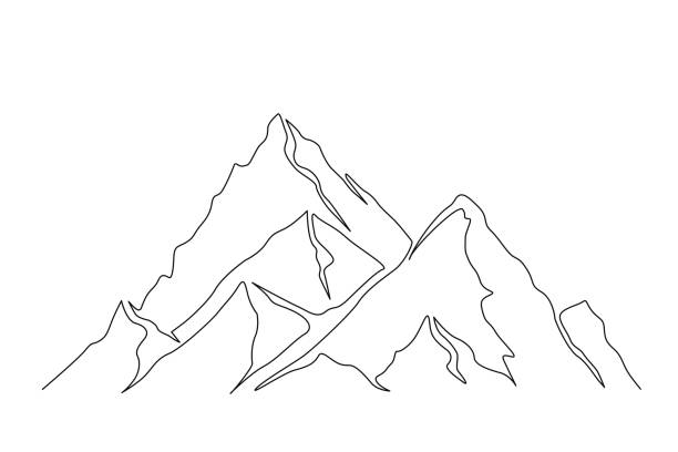 istock Continuous one line drawing of mountain landscape. Simple line mountain range landscape design. High mounts peak lineart drawing vector design. Adventure, winter sports, hiking and tourism concept. 1441944289