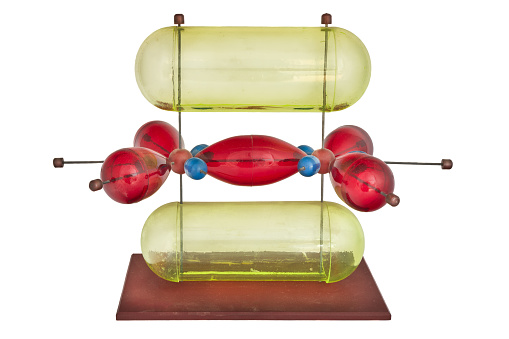 Vintage educational molecular model of ethylene / ethene isolated on a white background