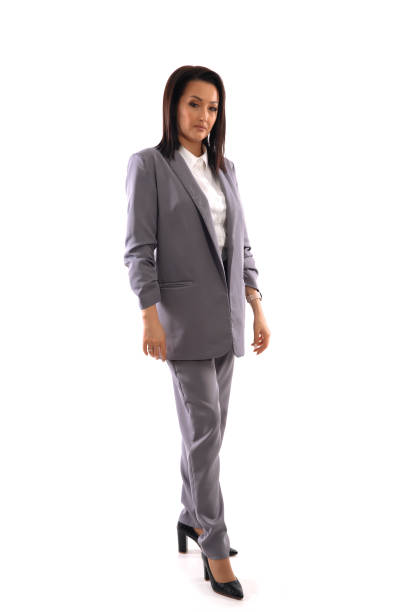 Full length mature Caucasian businesswoman. Isolated on white background.