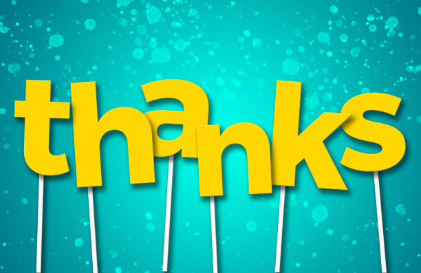 word thanks made from yellow props on blue background - festive design