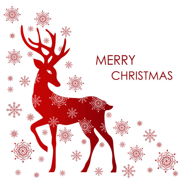 New Year's Christmas reindeer of Santa Claus. Festive background, greeting card, poster with place for text.Merry Christmas and New Year