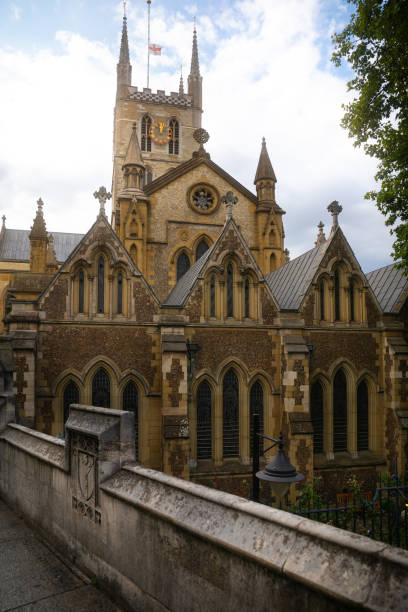 London, United Kingdom - November 24, 2013: Tall Spire Tower at Christ Church Spitalfields in East London on Sunday.