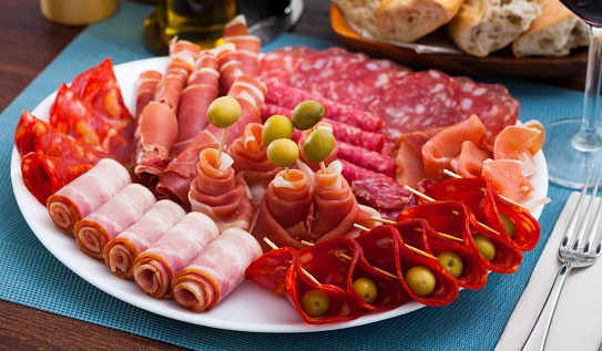 Assorted different types of spanish sausages